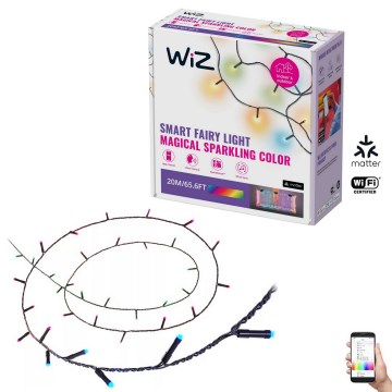 WiZ - Светодиодная уличная RGBW-гирлянда с регулированием яркости 160xLED 20 м IP44 2700-5000K Wi-Fi