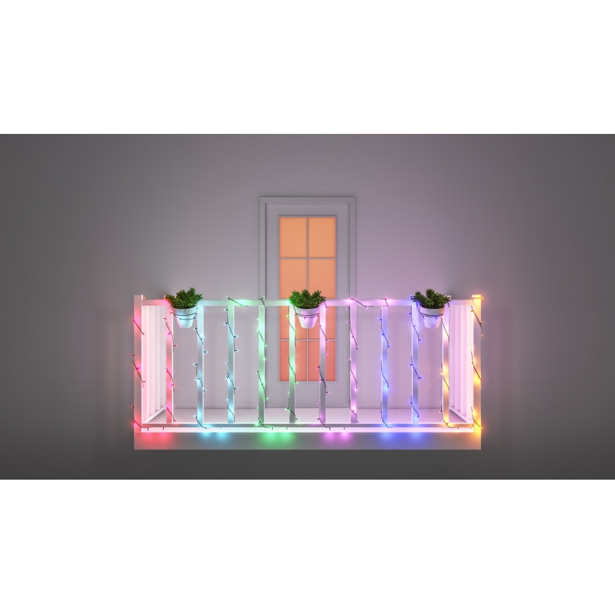 WiZ - Светодиодная уличная RGBW-гирлянда с регулированием яркости 160xLED 20 м IP44 2700-5000K Wi-Fi