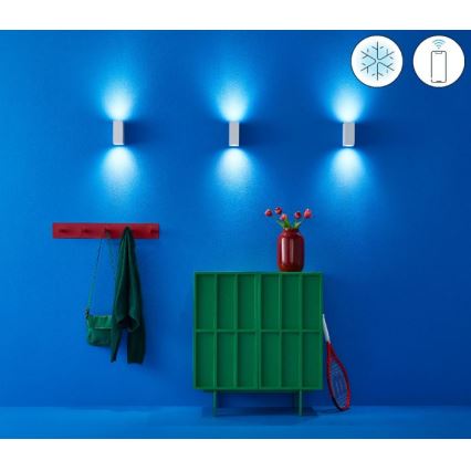 WiZ - Светодиодный настенный RGBW-светильник с регулированием яркости UP&DOWN 2xGU10/4,7W/230V 2200-6500K Wi-Fi CRI 90 белый