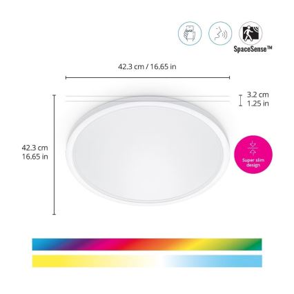 WiZ - Светодиодный потолочный RGB-светильник с регулированием яркости SUPERSLIM LED/22W/230V 2700-6500K Wi-Fi белый