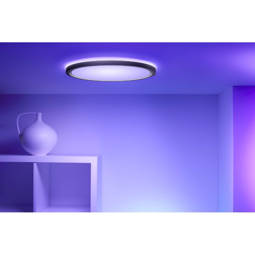 WiZ - Светодиодный потолочный RGB-светильник с регулированием яркости SUPERSLIM LED/22W/230V 2700-6500K Wi-Fi черный