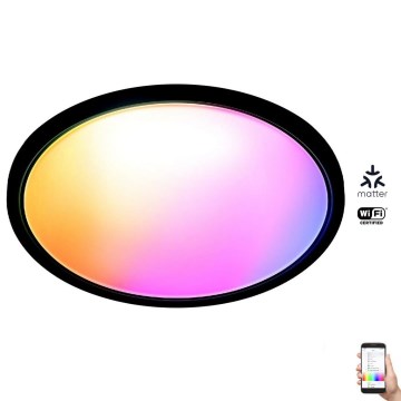 WiZ - Светодиодный потолочный RGB-светильник с регулированием яркости SUPERSLIM LED/32W/230V 2700-6500K Wi-Fi черный