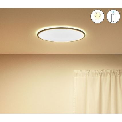 WiZ - Светодиодный потолочный светильник с регулированием яркости SUPERSLIM LED/22W/230V 2700-6500K Wi-Fi черный