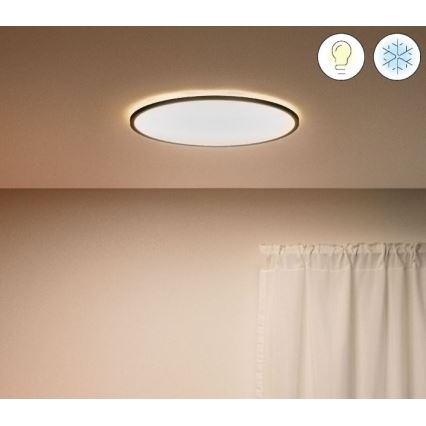WiZ - Светодиодный потолочный светильник с регулированием яркости SUPERSLIM LED/22W/230V 2700-6500K Wi-Fi черный