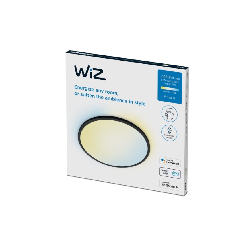 WiZ - Светодиодный потолочный светильник с регулированием яркости SUPERSLIM LED/22W/230V 2700-6500K Wi-Fi черный