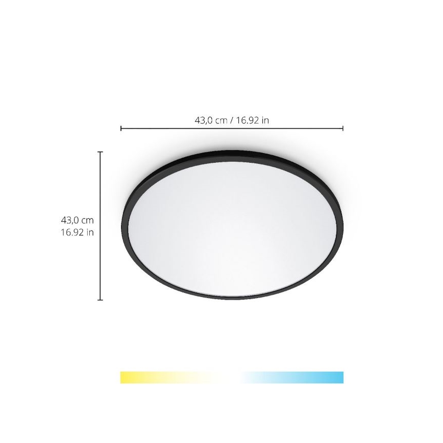 WiZ - Светодиодный потолочный светильник с регулированием яркости SUPERSLIM LED/22W/230V 2700-6500K Wi-Fi черный