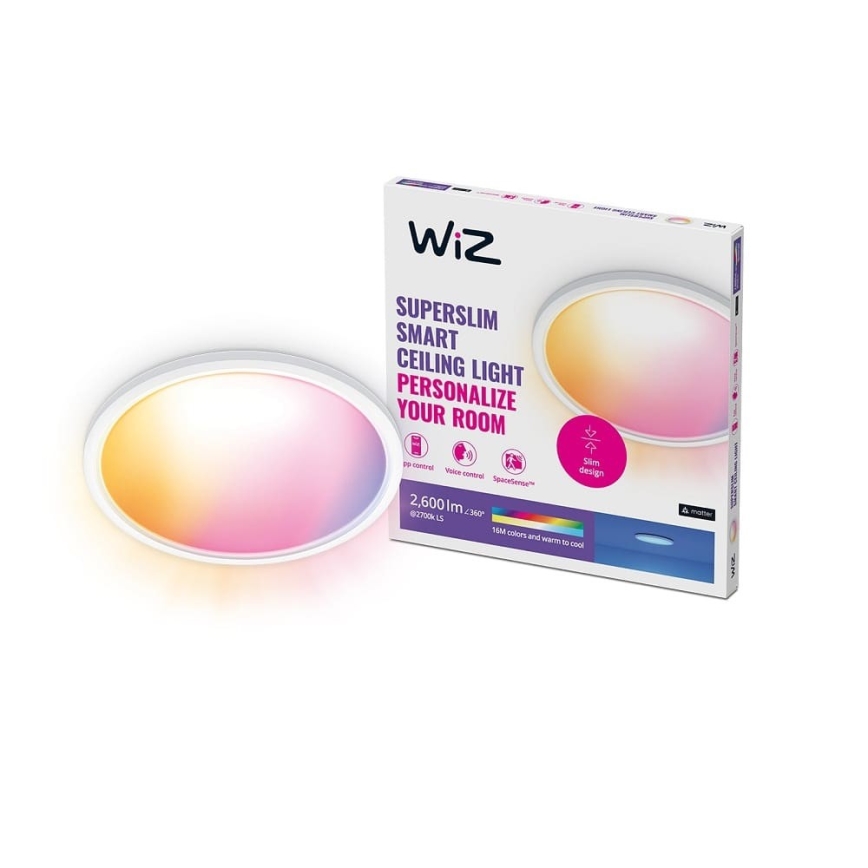 WiZ - Светодиодный потолочный RGB-светильник с регулированием яркости SUPERSLIM LED/22W/230V 2700-6500K Wi-Fi белый