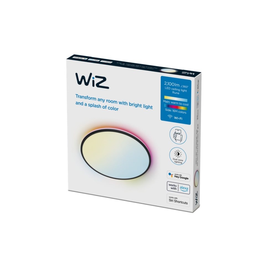 WiZ - Светодиодный потолочный RGBW-светильник с регулированием яркости RUNE LED/21W/230V 2200-6500K Wi-Fi черный