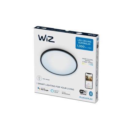 WiZ - Светодиодный потолочный светильник с регулированием яркости SUPERSLIM LED/14W/230V 2700-6500K Wi-Fi черный