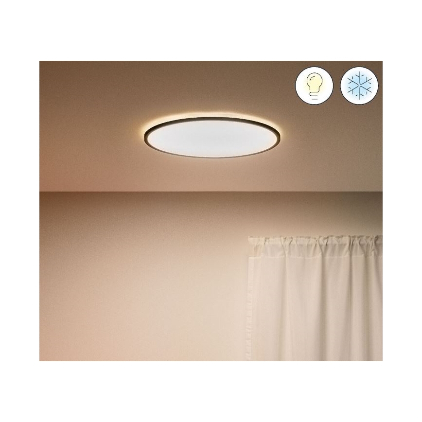 WiZ - Светодиодный потолочный светильник с регулированием яркости SUPERSLIM LED/22W/230V 2700-6500K Wi-Fi черный
