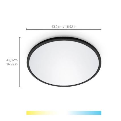 WiZ - Светодиодный потолочный светильник с регулированием яркости SUPERSLIM LED/22W/230V 2700-6500K Wi-Fi черный