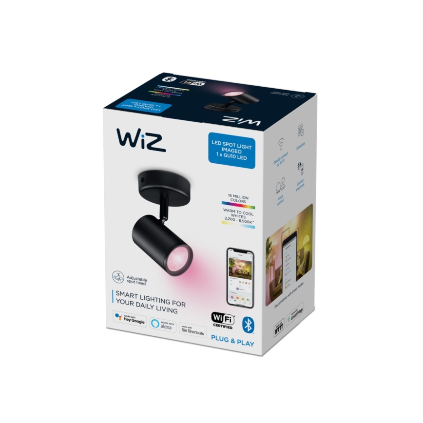 WiZ - Светодиодный точечный RGBW-светильник с регулированием яркости IMAGEO 1xGU10/4,9W/230V CRI 90 Wi-Fi черный