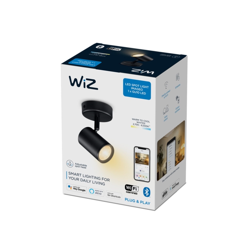 WiZ - Светодиодный точечный светильник с регулированием яркости IMAGEO 1xGU10/4,9W/230V 2700-6500K CRI 90 Wi-Fi черный