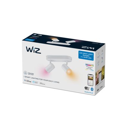WiZ - Светодиодный точечный RGBW-светильник с регулированием яркости IMAGEO 2xGU10/4,9W/230V 2200-6500K Wi-Fi CRI 90 белый