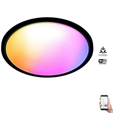WiZ - Світлодіодний RGB регульований за яскравістю стельовий світильник SUPERSLIM LED/22W/230V 2700-6500K Wi-Fi чорний