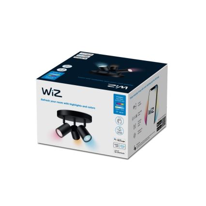 WiZ - Світлодіодний точковий RGBW-світильник з регулюванням яскравості IMAGEO 3xGU10/4,9W/230V 2200-6500K Wi-Fi CRI 90 чорний