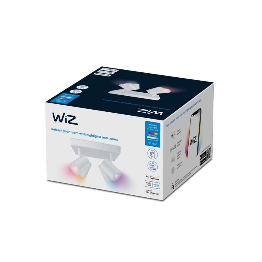WiZ - Світлодіодний точковий RGBW-світильник з регулюванням яскравості IMAGEO 4xGU10/4,9W/230V 2200-6500K Wi-Fi CRI 90 білий