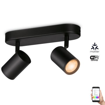 WiZ - Точковий LED RGBW світильник з регулюванням яскравості IMAGEO 2xGU10/4,9W/230V 2200-6500K Wi-Fi CRI 90 чорний