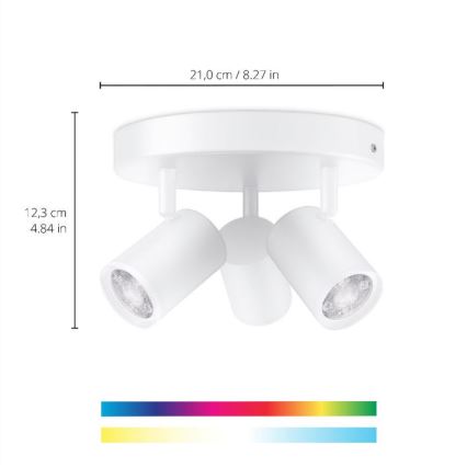 WiZ - Точковий LED RGBW світильник з регулюванням яскравості IMAGEO 3xGU10/4,9W/230V 2200-6500K Wi-Fi CRI 90 білий