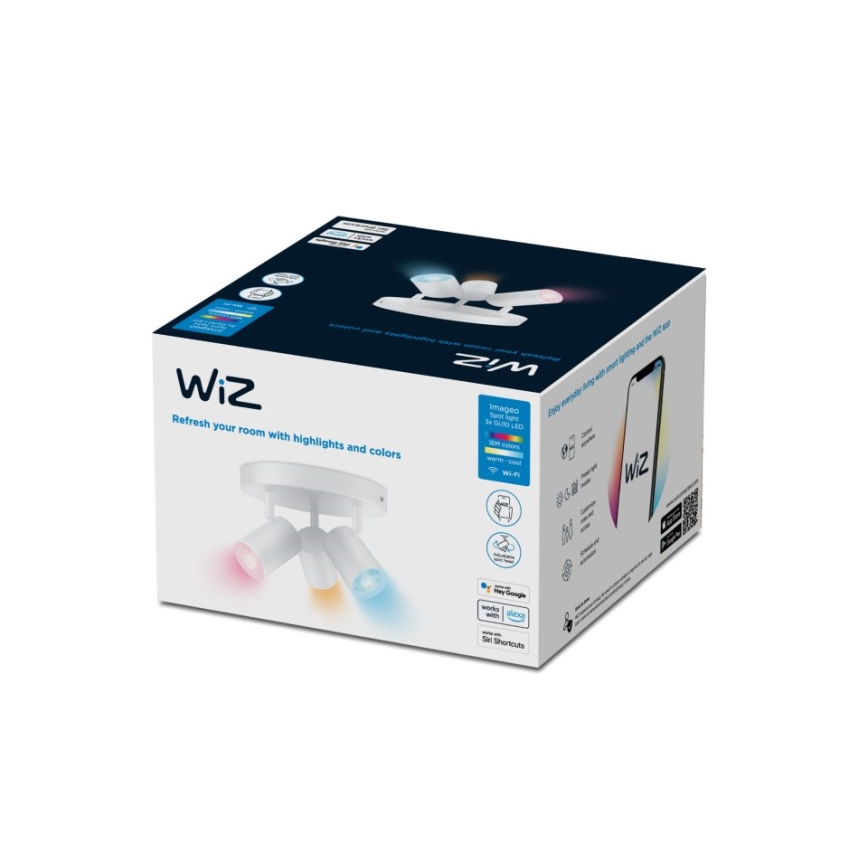 WiZ - Точковий LED RGBW світильник з регулюванням яскравості IMAGEO 3xGU10/4,9W/230V 2200-6500K Wi-Fi CRI 90 білий