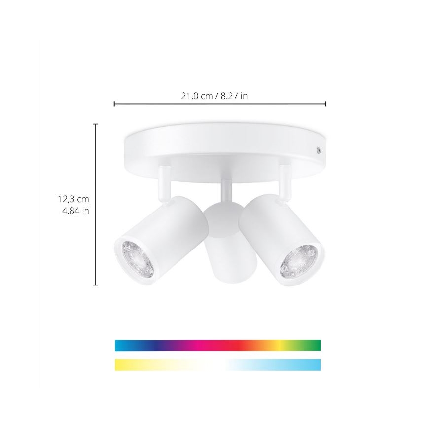 WiZ - Точковий LED RGBW світильник з регулюванням яскравості IMAGEO 3xGU10/4,9W/230V 2200-6500K Wi-Fi CRI 90 білий