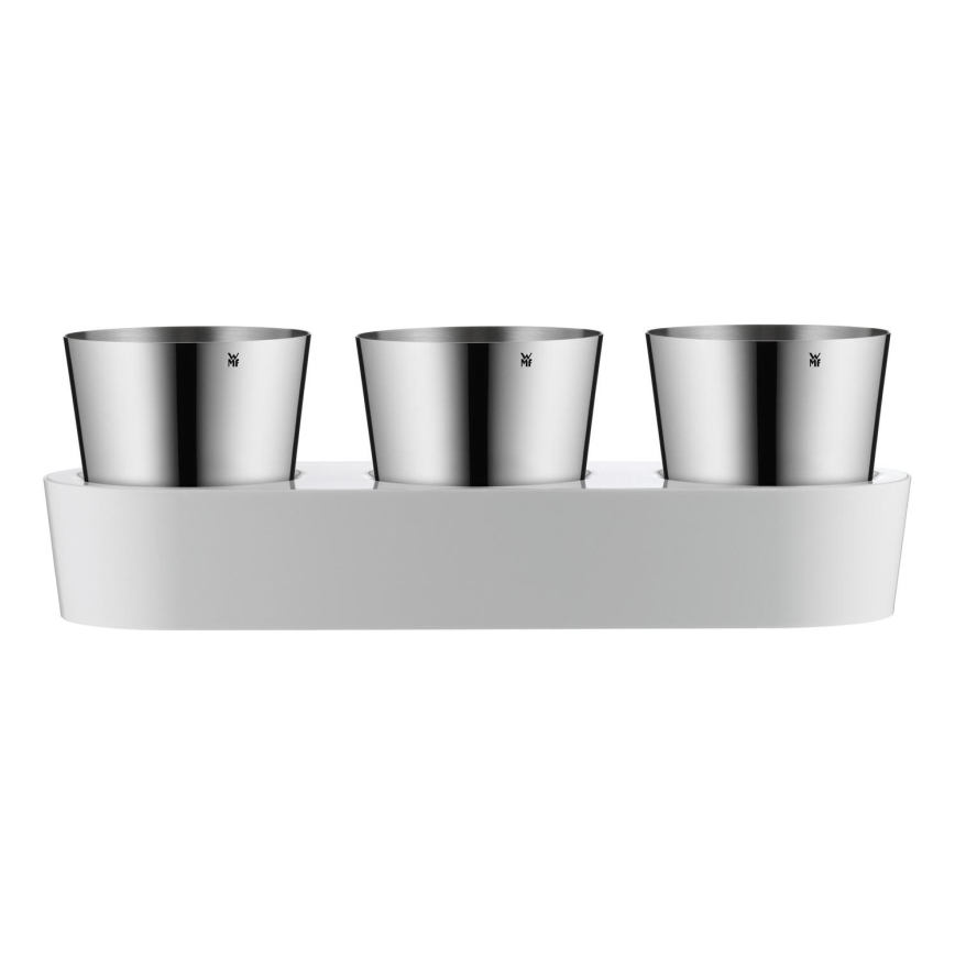 WMF - Горшок для выращивания трав с самополивом 3 шт. GOURMET белый/нержавеющая сталь