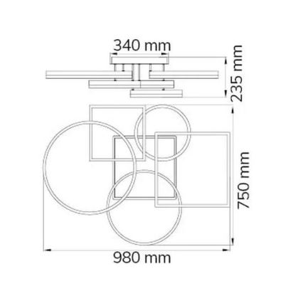 Wofi 11981 - Пристельова LED люстра з регулюванням яскравості VAASA LED/80W/230V