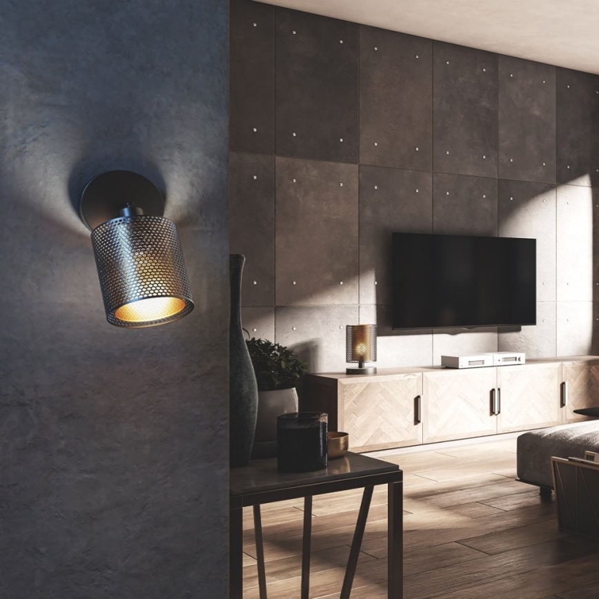 Wofi 12106 - Настенный точечный светильник CHEVAL 1xE14/28W/230V черный/золотой