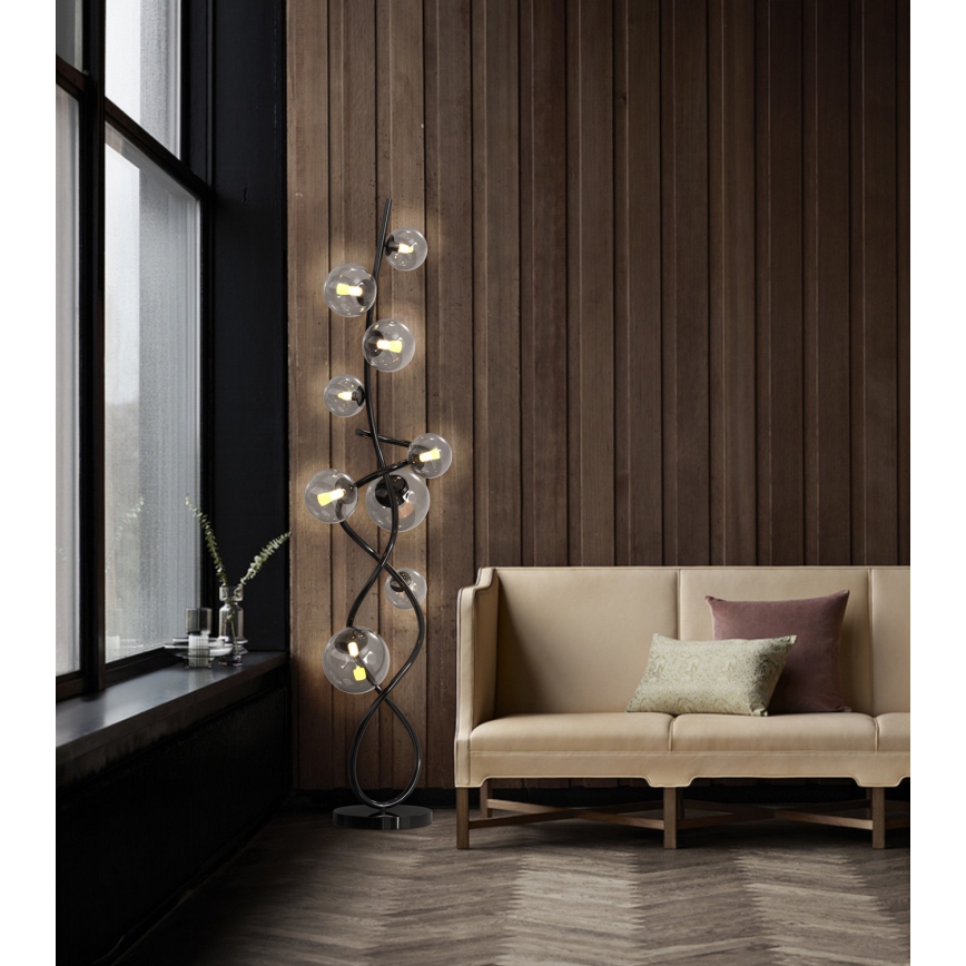 Wofi 3014-905 - Світлодіодний торшер NANCY 9xG9/3,5W/230V чорний хром