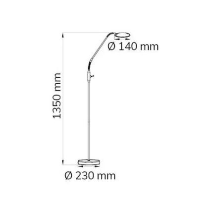 Wofi 3446.01.54.7000 - LED Торшер з регулюванням яскравості ORTA LED/12W/230V глянцевий хром