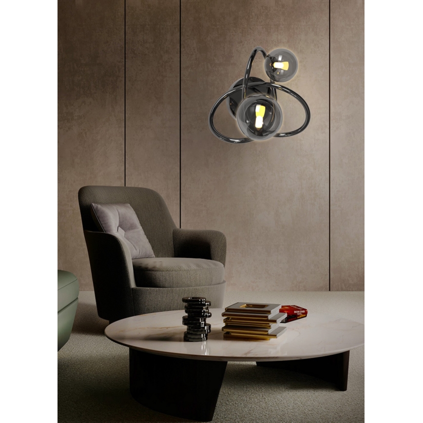 Wofi 4014-205 - Светодиодный настенный светильник NANCY 2xG9/3,5W/230V черный/блестящий хром