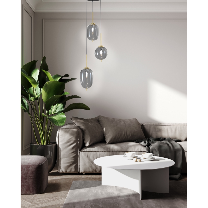 Wofi 5007-302 - Підвісна люстра BELLEVILLE 3xE14/40W/230V чорний/золотий