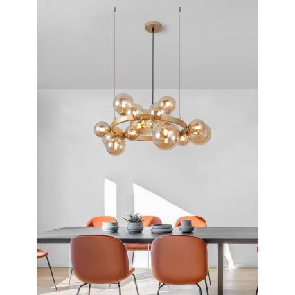 Wofi 5014-1501W - Светодиодная подвесная люстра VILLA 15xG9/3W/230V золотистый