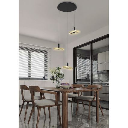 Wofi 5016-304 - Світлодіодна підвісна люстра з регулюванням яскравості BREST LED/26W/230V чорний/золотий