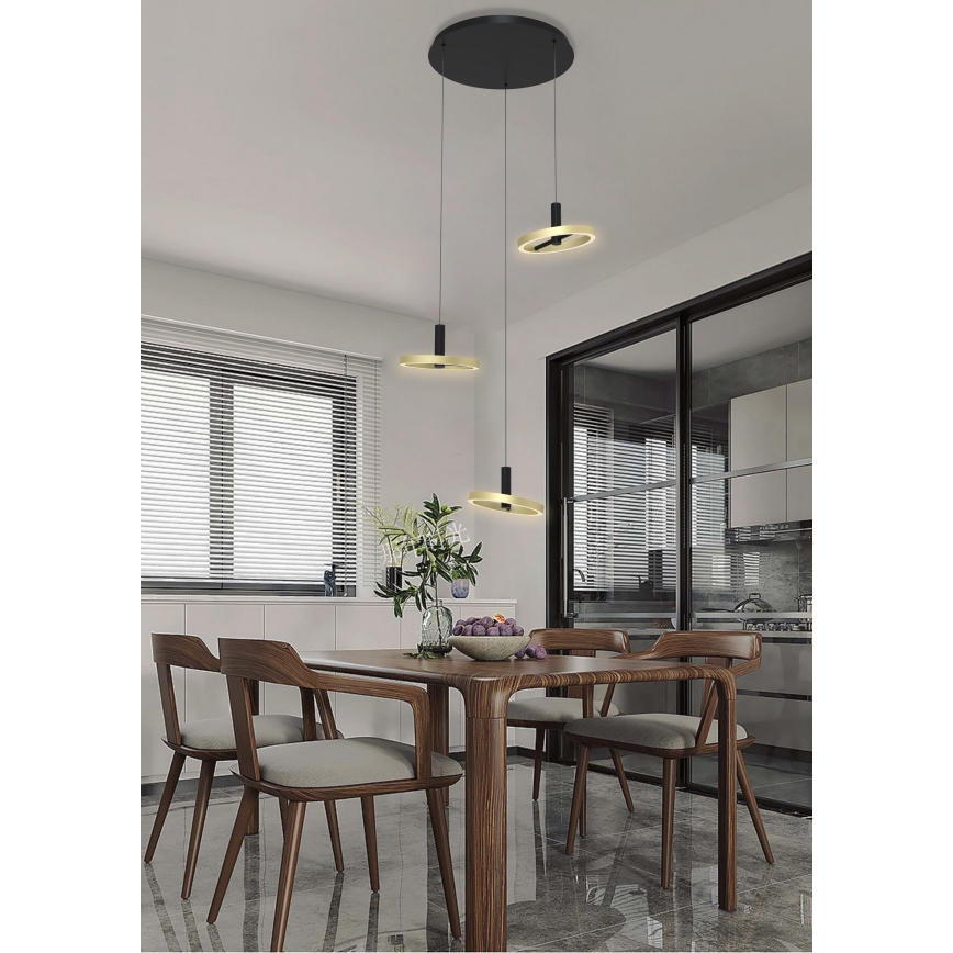 Wofi 5016-304 - Світлодіодна підвісна люстра з регулюванням яскравості BREST LED/26W/230V чорний/золотий