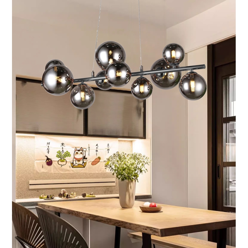 Wofi 6014.10.24.9000 - Світлодіодна люстра на тросі VILLA 10xG9/3W/230V чорний/глянцевий хром