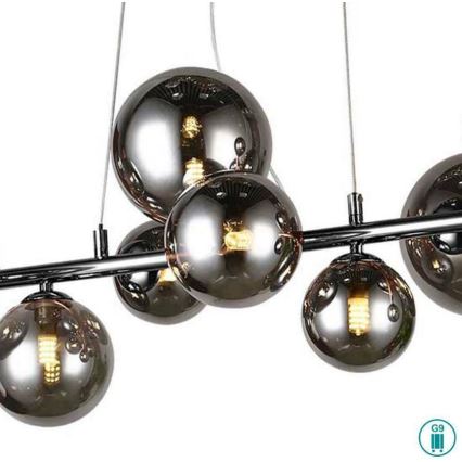 Wofi 6014.10.24.9000 - Світлодіодна люстра на тросі VILLA 10xG9/3W/230V чорний/глянцевий хром