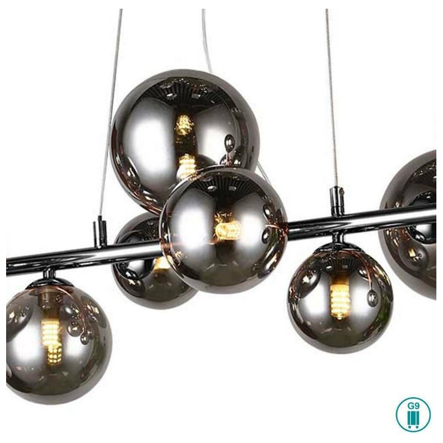 Wofi 6014.10.24.9000 - Світлодіодна люстра на тросі VILLA 10xG9/3W/230V чорний/глянцевий хром