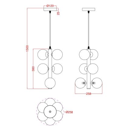 Wofi 6014-601W - Светодиодная подвесная люстра VILLA 6xG9/3W/230V золотистый