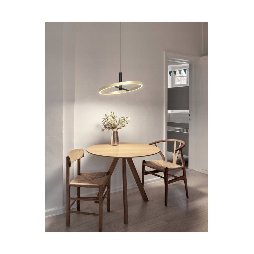 Wofi 6016-104L - диммируемая LED-подвесная люстра BREST LED/19W/230V Ø 42 см чёрная/золотая