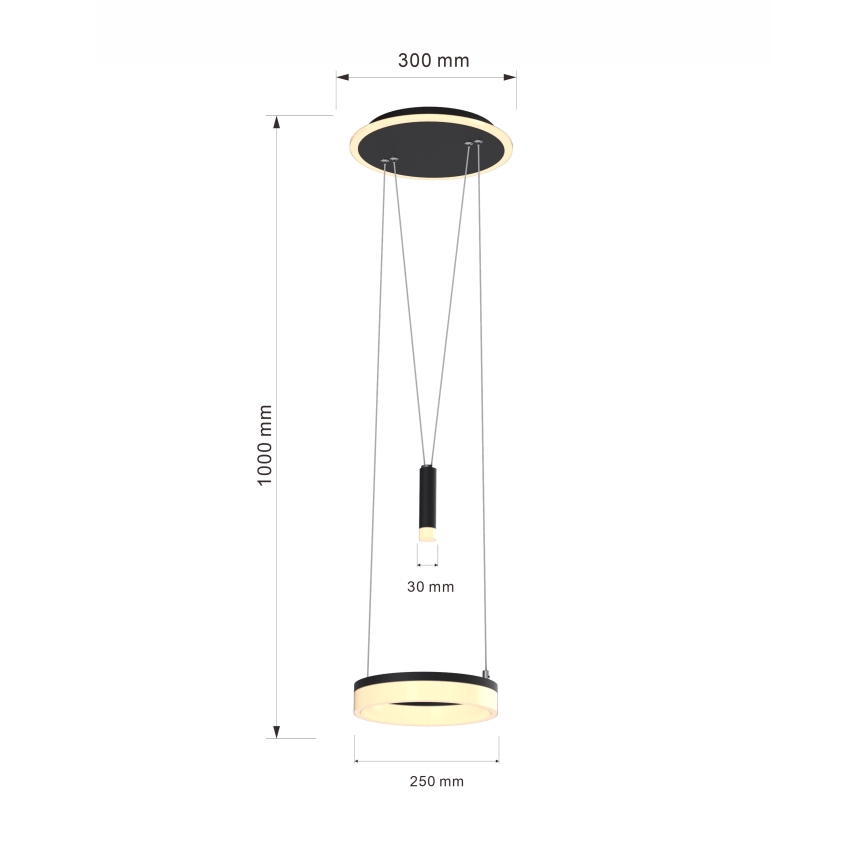 Wofi 6054-302 - Світлодіодна підвісна люстра з регулюванням яскравості JESSE LED/15,5W/230V чорний