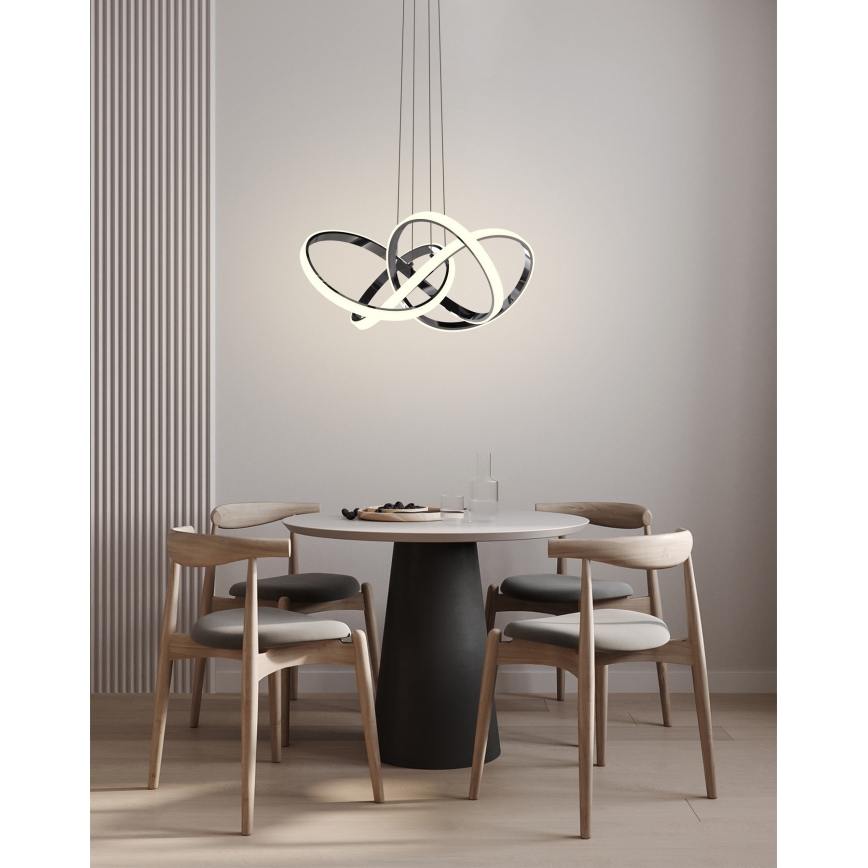 Wofi 6134-105L - Светодиодная подвесная люстра с регулированием яркости INDIGO LED/50W/230V черный/блестящий хром