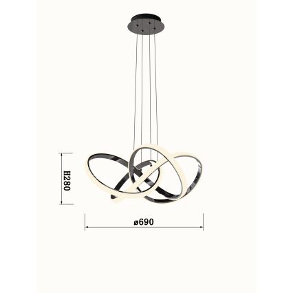 Wofi 6134-105L - Светодиодная подвесная люстра с регулированием яркости INDIGO LED/50W/230V черный/блестящий хром