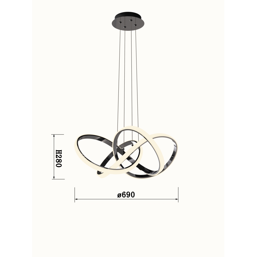 Wofi 6134-105L - Светодиодная подвесная люстра с регулированием яркости INDIGO LED/50W/230V черный/блестящий хром