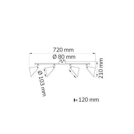 Wofi 70108G - Точечный светильник GLORIA 4xE14/28W/230V