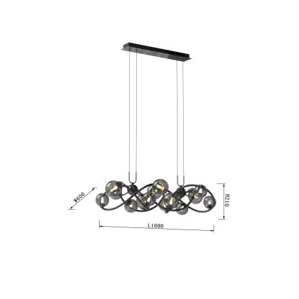 Wofi 7014-1405 - Светодиодная подвесная люстра NANCY 14xG9/3,5W/230V черный/блестящий хром