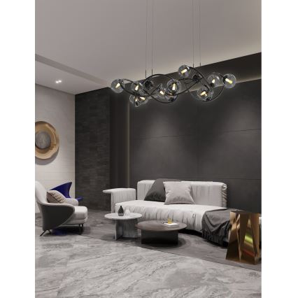 Wofi 7014-1405 - Світлодіодна підвісна люстра NANCY 14xG9/3,5W/230V чорний/глянцевий хром