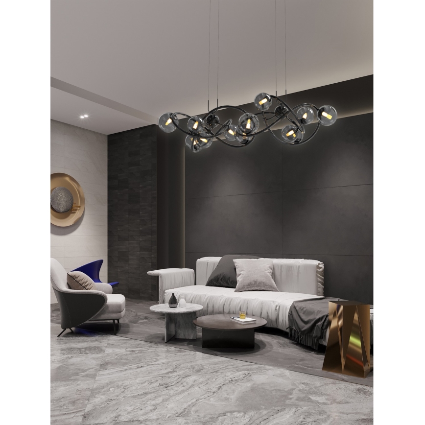 Wofi 7014-1405 - Світлодіодна підвісна люстра NANCY 14xG9/3,5W/230V чорний/глянцевий хром