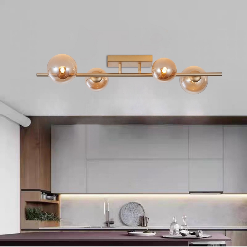 Wofi 7014-401W - Светодиодная припотолочная люстра VILLA 4xG9/3W/230V золотистый