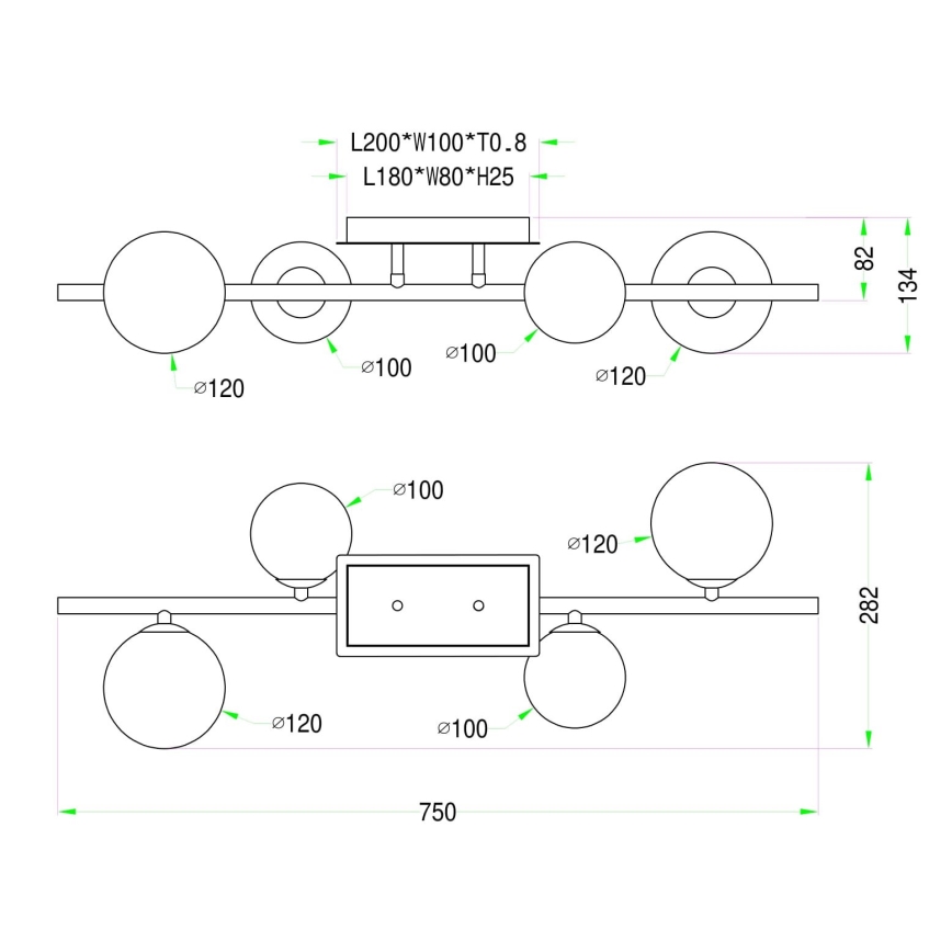 Wofi 7014-401W - Светодиодная припотолочная люстра VILLA 4xG9/3W/230V золотистый